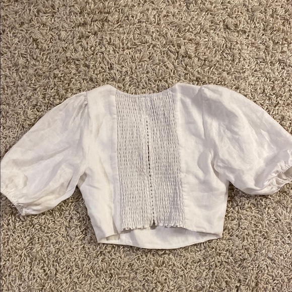 Reformation White Puff Sleeve Crop Top size 2 new - Picture 7 of 7